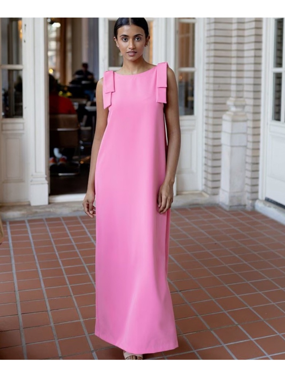 Abbey Glass Michelle Boat Neck Pink Maxi Dress